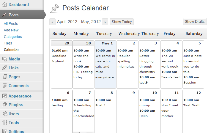 Editorial Calendar WordPress