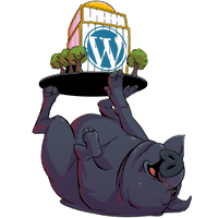 Karan the pig acting as the supporting foundation providing wordpress services
