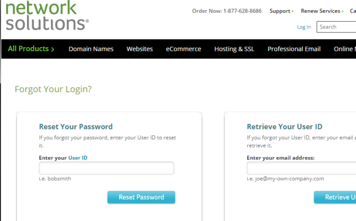 login recovery instructions for network solutions
